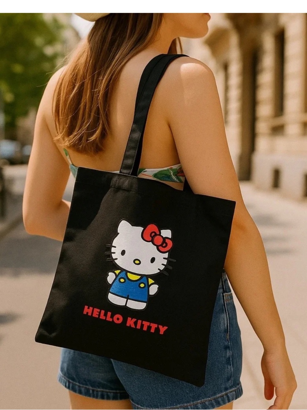 Hello Kitty Black Canvas Tote Bag forever 21 NWT